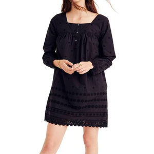 Madewell Floral Embroidered Eyelet Trim Shift Dres